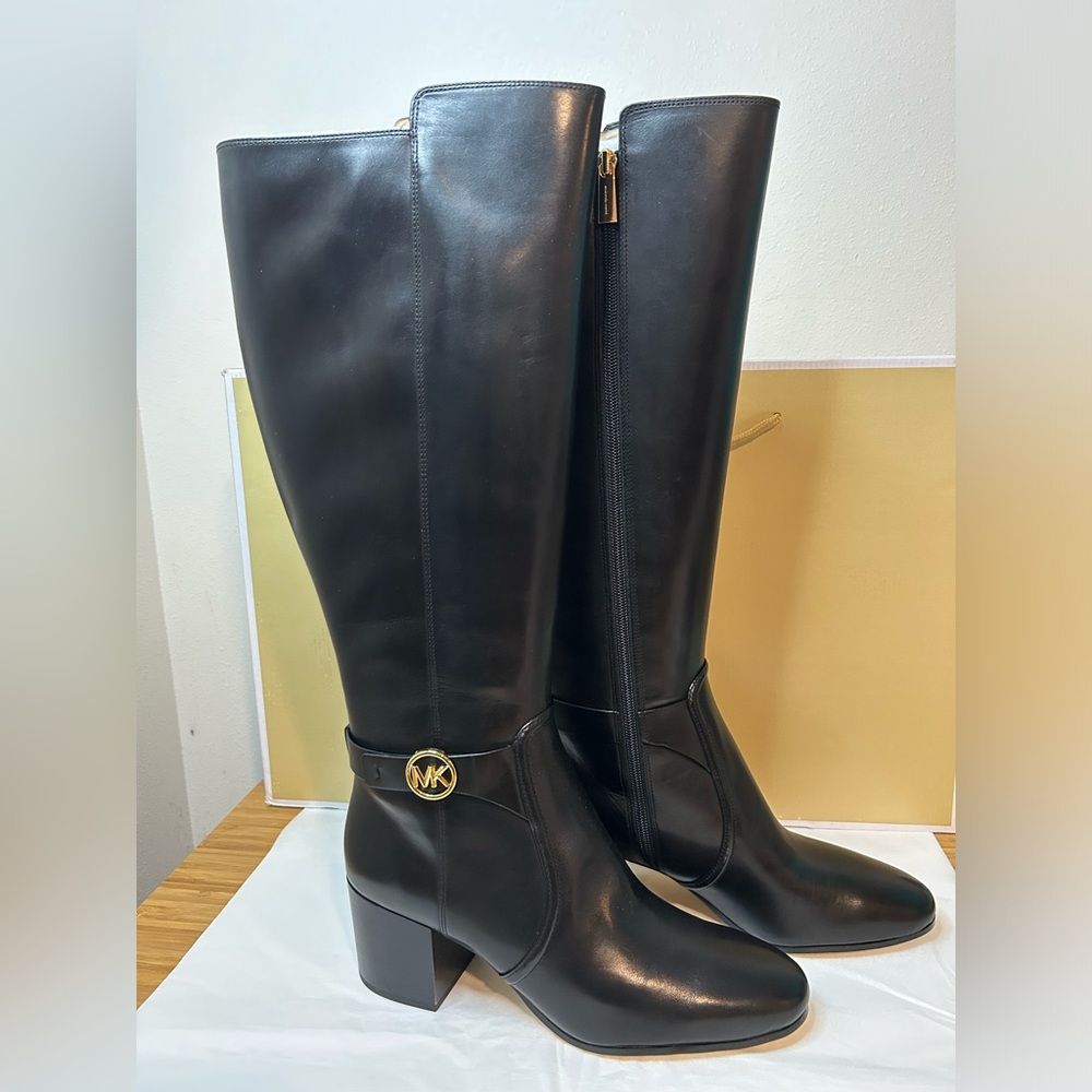 Black Leather Knee-High Boots